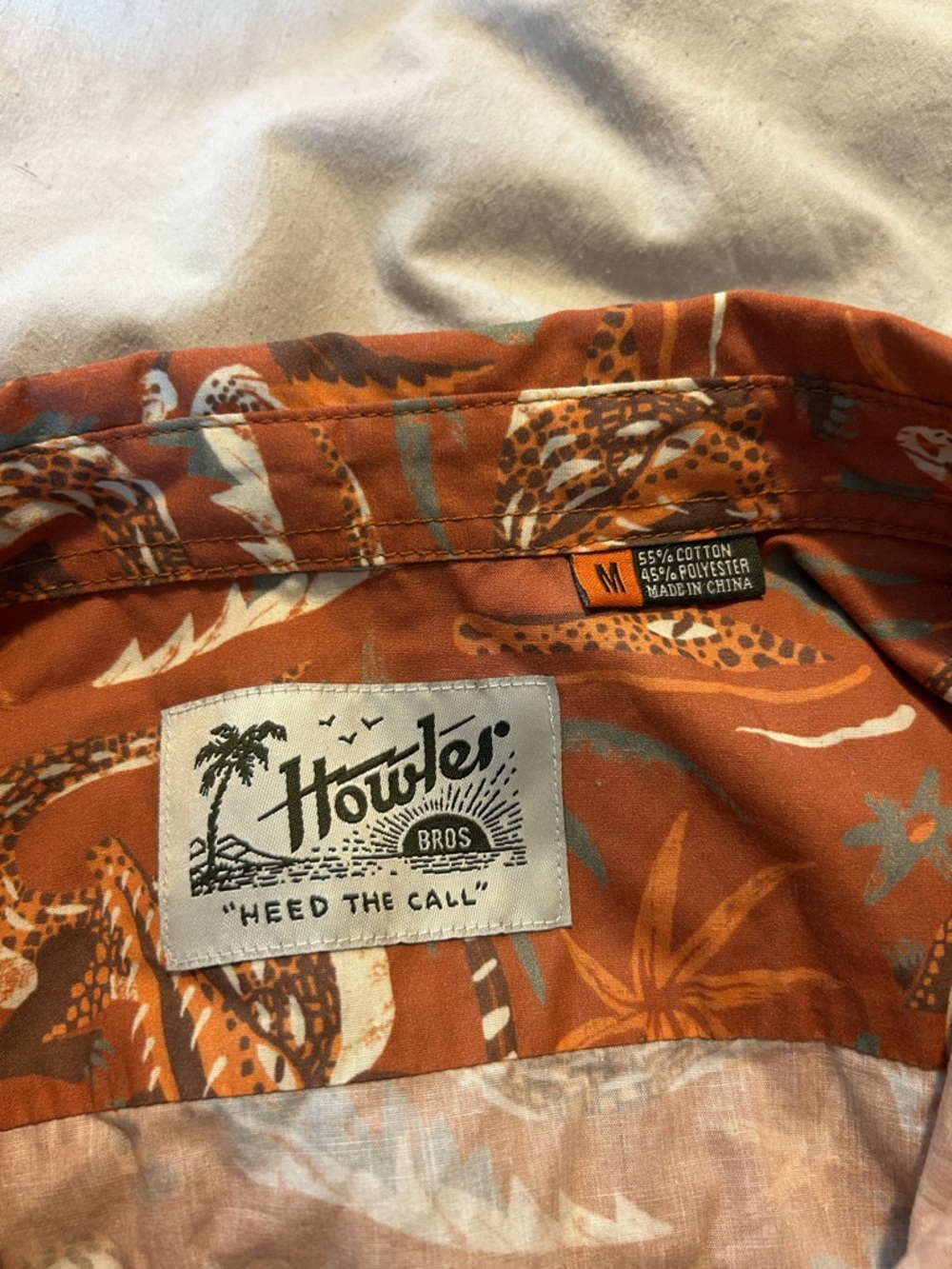 Howler Brothers Rust Orange Alligator Button-Down Shirt- Medium - Picture 2 of 3